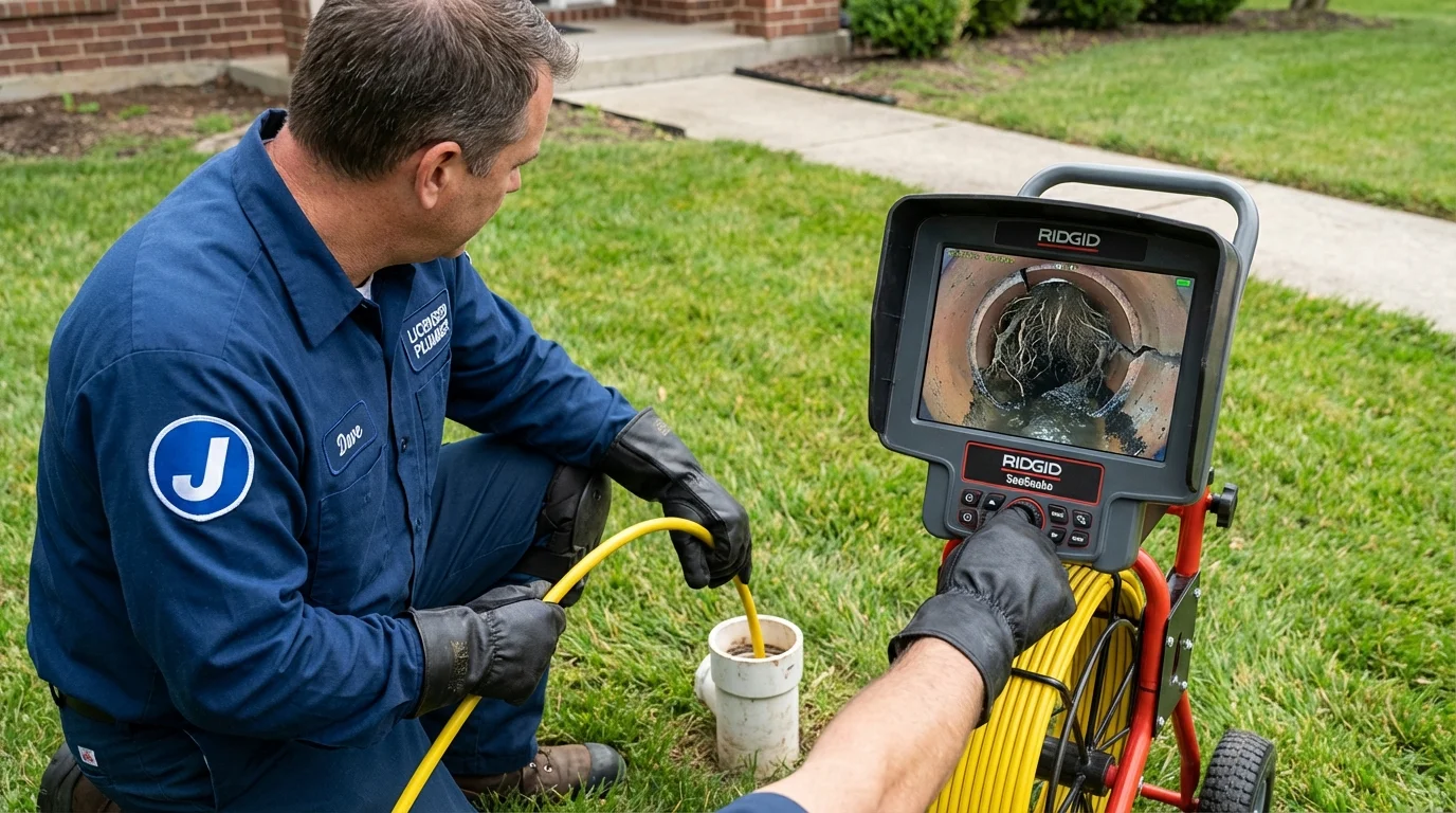 Sewer camera inspection being performed by Johns Plumbing LLC in Fate
