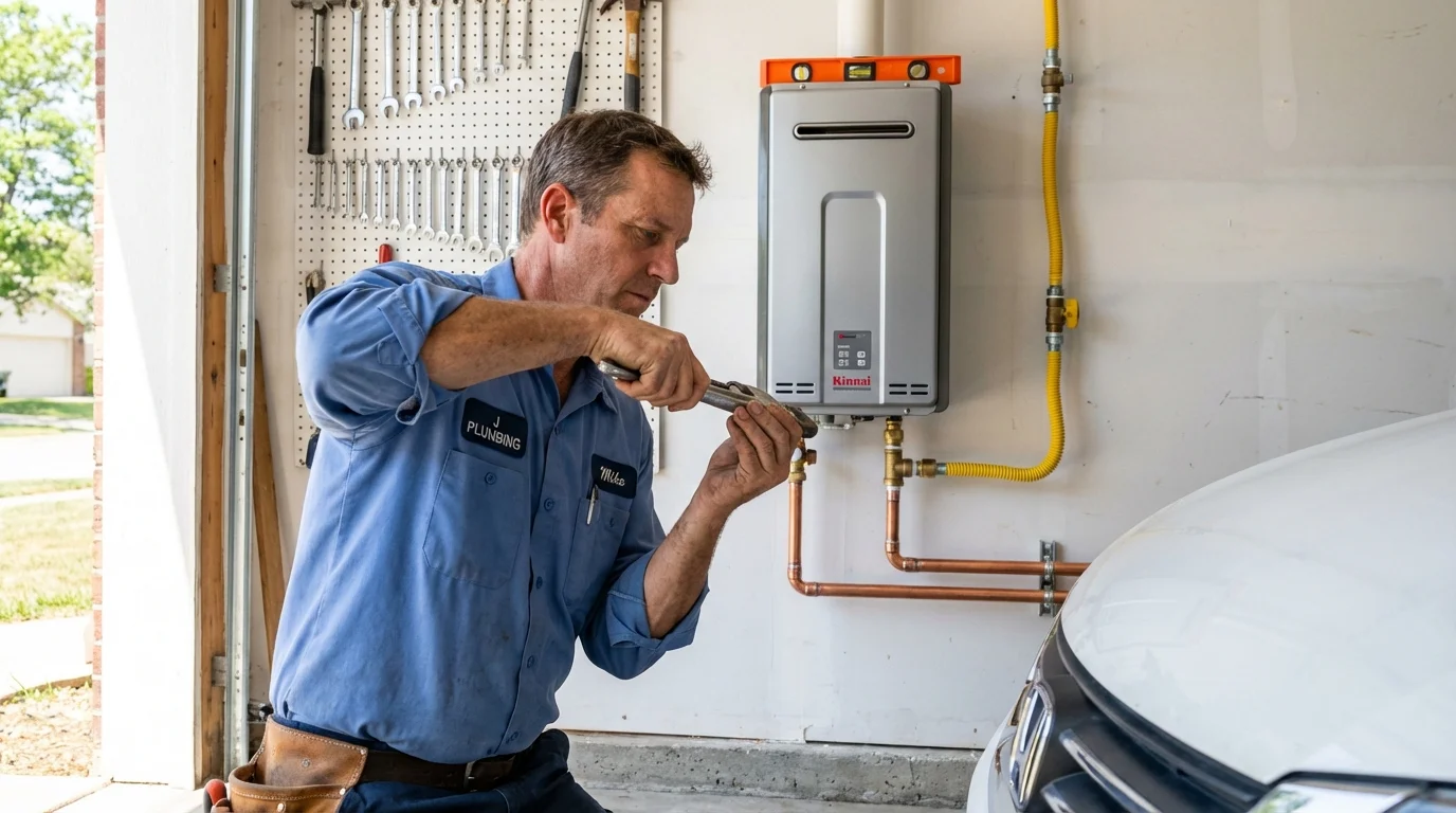 Tankless water heater installation by a Johns Plumbing LLC plumber in Fate